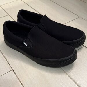 Hugo Boss Men's Black Canvas Slip-Ons